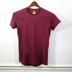 Icebreaker 150 Zone SS Crewe Merino Wool Shirt L Maroon Base Layer Tee